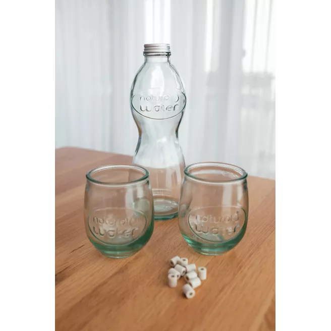 Set Natural Water 1L + 2 verres 600ml + perles